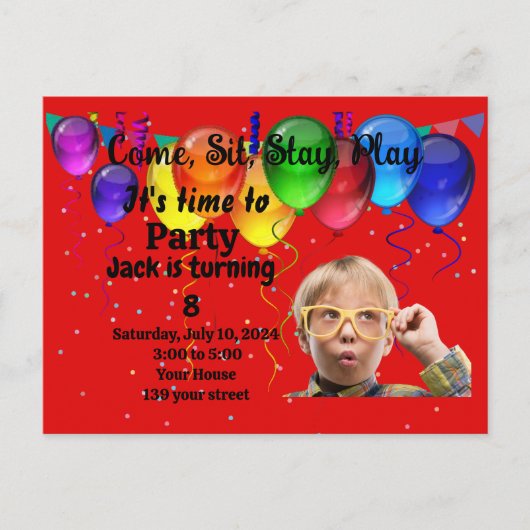 Uitnodiging Kinderverjaardagsfeestje (Voorkant)