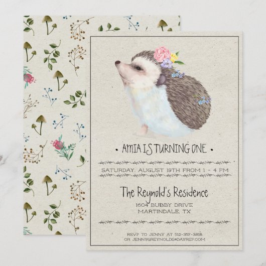 Uitnodiging kleine egel-partij (Voorkant / Achterkant)