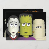 Uitnodiging kleine Monsters Halloween Costume Part (Voorkant / Achterkant)