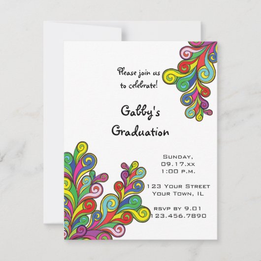 Uitnodiging kleurgolven GraduPartij (Voorkant)
