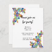 Uitnodiging kleurrijke hoekcurls (Voorkant / Achterkant)