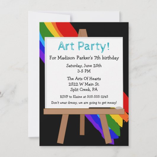 Uitnodiging kleurrijke verfpartij (Voorkant)