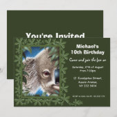 Uitnodiging Koala Birthday Party (Voorkant / Achterkant)