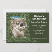 Uitnodiging Koala Birthday Party (Voorkant)