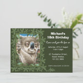 Uitnodiging Koala Birthday Party (Staand voorkant)