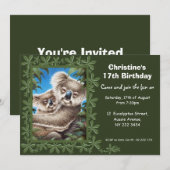 Uitnodiging Koalas Birthday (Voorkant / Achterkant)