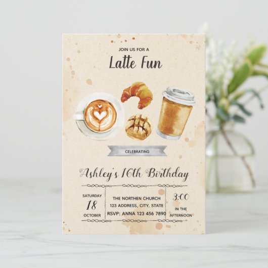 Uitnodiging koffie brunchfeest (Staand voorkant)