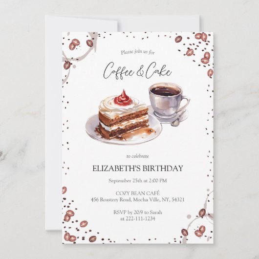 Uitnodiging koffie & taart verjaardag (Voorkant)
