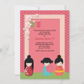 Uitnodiging Kokeshi Playmates (Voorkant)