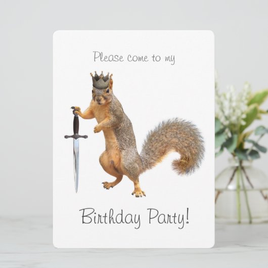 Uitnodiging koning Squirrel Birthday (Staand voorkant)
