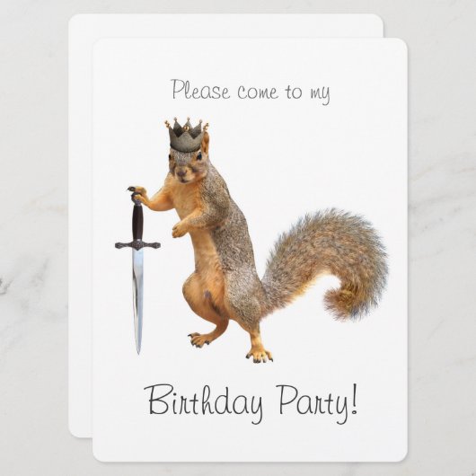 Uitnodiging koning Squirrel Birthday (Voorkant / Achterkant)