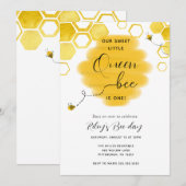 Uitnodiging koningin Bee Birthday (Voorkant / Achterkant)