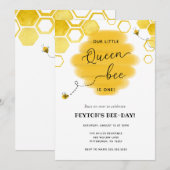 Uitnodiging koningin Bee Birthday (Voorkant / Achterkant)