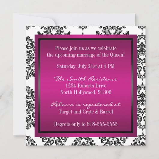 Uitnodiging koningin Bridal (Achterkant)