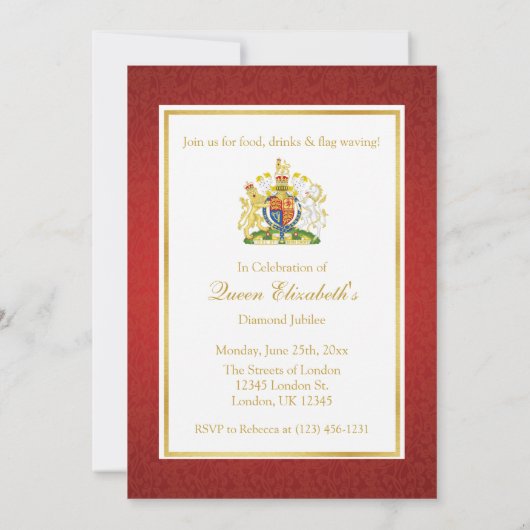 Uitnodiging koningin Elizabeth Elizabeth Diamond J (Achterkant)