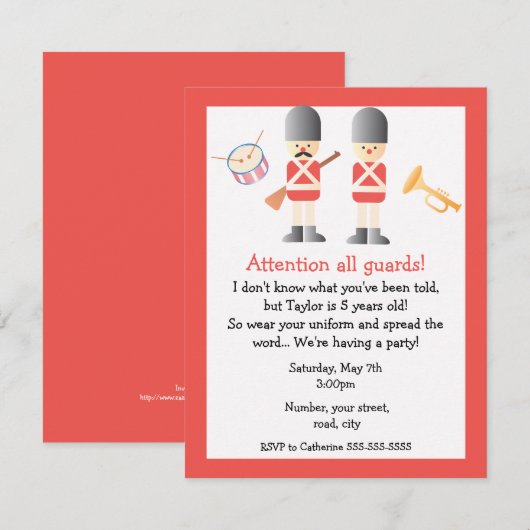 Uitnodiging koningin van de Birthday Party (Voorkant / Achterkant)