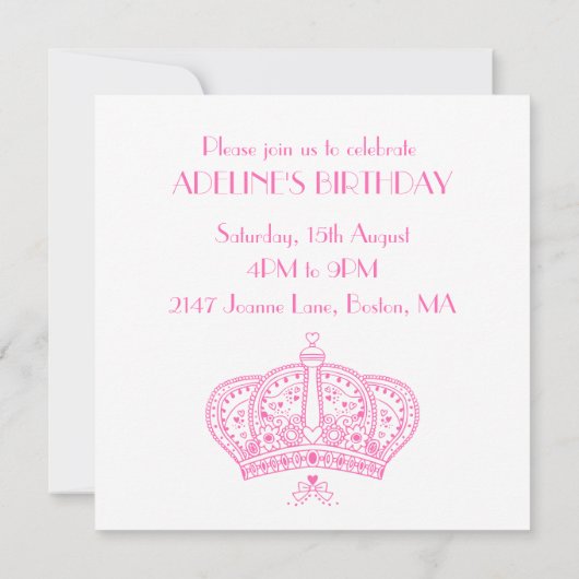 Uitnodiging koninklijke kroon (Achterkant)