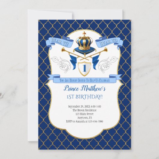Uitnodiging koninklijke prins Birthday (Voorkant)