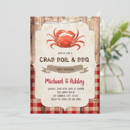 Uitnodiging krabbengala-partij (Staand voorkant)