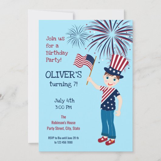 Uitnodiging krachtens vierde verjaardagsfeest (Voorkant)