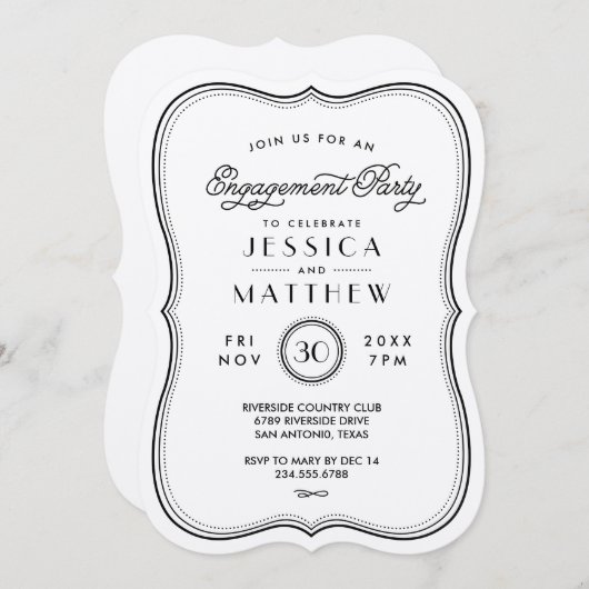 Uitnodiging  Kraft Art Deco Engagement Party (Voorkant / Achterkant)