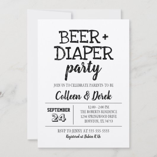 Uitnodiging Kraft Beer & Diaper Party (Voorkant)