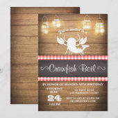 Uitnodiging kreeft koken Rustige hout Birthday BBQ (Voorkant / Achterkant)