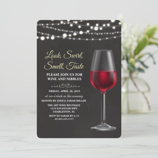 Uitnodiging krijtbord wijnproeverij (Staand voorkant)