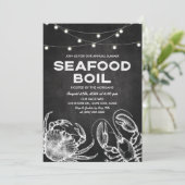 Uitnodiging krijtstreep Seafood Boil (Staand voorkant)