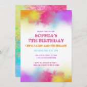 Uitnodiging Kunstfeest Verfspatten Regenboog Kinde (Voorkant / Achterkant)