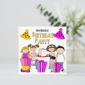 Uitnodiging laat feest verjaardagsmeisjes jongen (Staand voorkant)