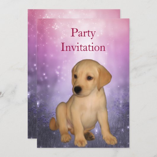 Uitnodiging Labrador Puppy in het Park (Voorkant / Achterkant)