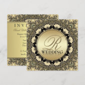 Uitnodiging  Lace Golden Wedding Party (Voorkant / Achterkant)