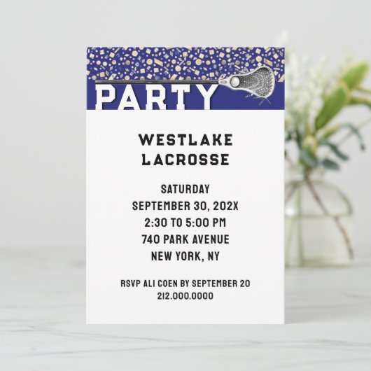 Uitnodiging Lacrosse Feest (Staand voorkant)