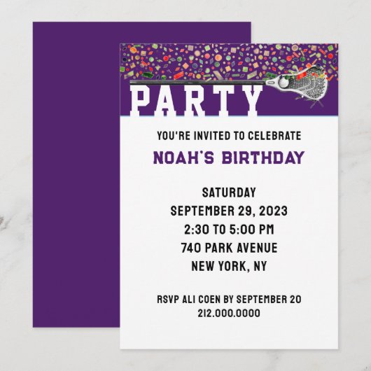 Uitnodiging Lacrosse Party (Voorkant / Achterkant)