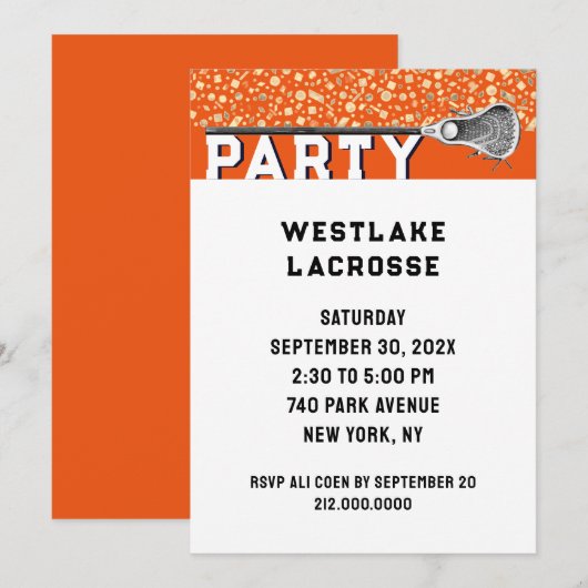 Uitnodiging Lacrosse Party (Voorkant / Achterkant)