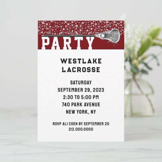 Uitnodiging Lacrosse Party (Staand voorkant)