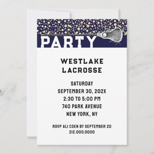 Uitnodiging Lacrosse Party (Voorkant)