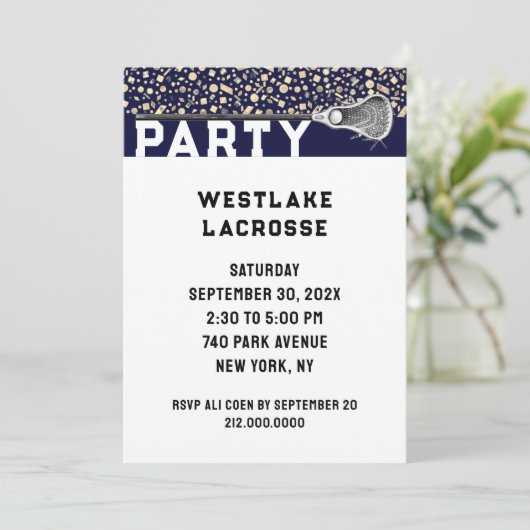 Uitnodiging Lacrosse Party (Staand voorkant)