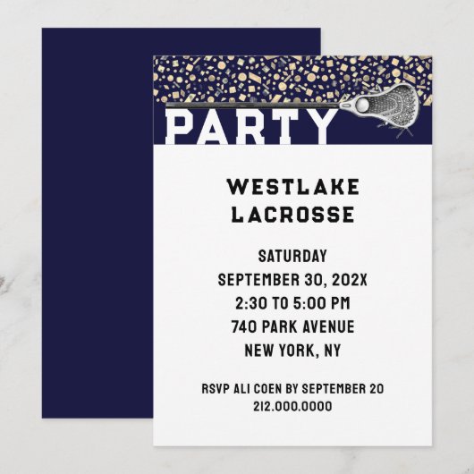 Uitnodiging Lacrosse Party (Voorkant / Achterkant)