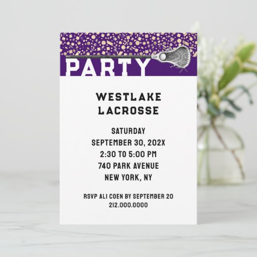 Uitnodiging Lacrosse Party (Staand voorkant)