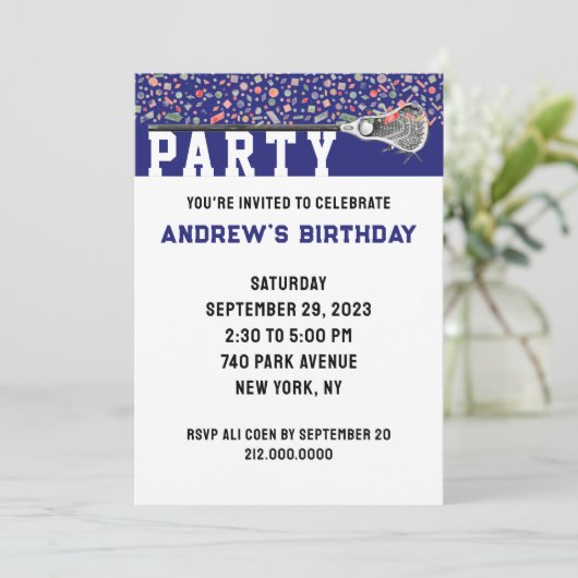 Uitnodiging Lacrosse Party (Staand voorkant)