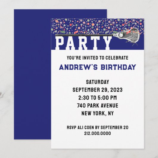 Uitnodiging Lacrosse Party (Voorkant / Achterkant)