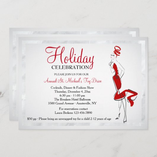 Uitnodiging Lady In Red (Voorkant / Achterkant)