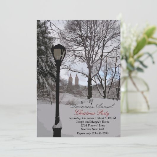 Uitnodiging Lamp Post Holiday (Staand voorkant)