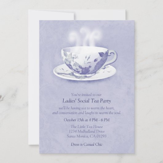 Uitnodiging Lavender Tea Party (Voorkant)