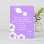 Uitnodiging Lavender Tea Party (Staand voorkant)
