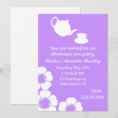 Uitnodiging Lavender Tea Party (Voorkant / Achterkant)
