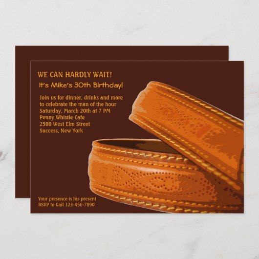 Uitnodiging lederen gordel (Voorkant / Achterkant)