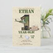 Uitnodiging leger - 1e verjaardag Uitnodiging (Staand voorkant)